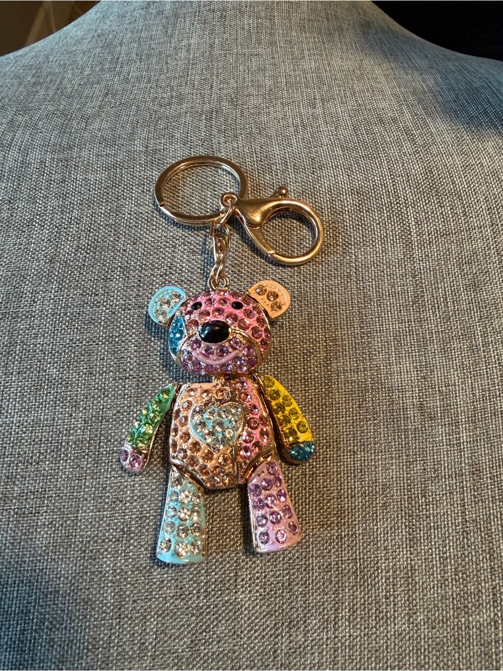 Multicolor Crystal Teddy Bear Keychain - Kids Toy Accessory
